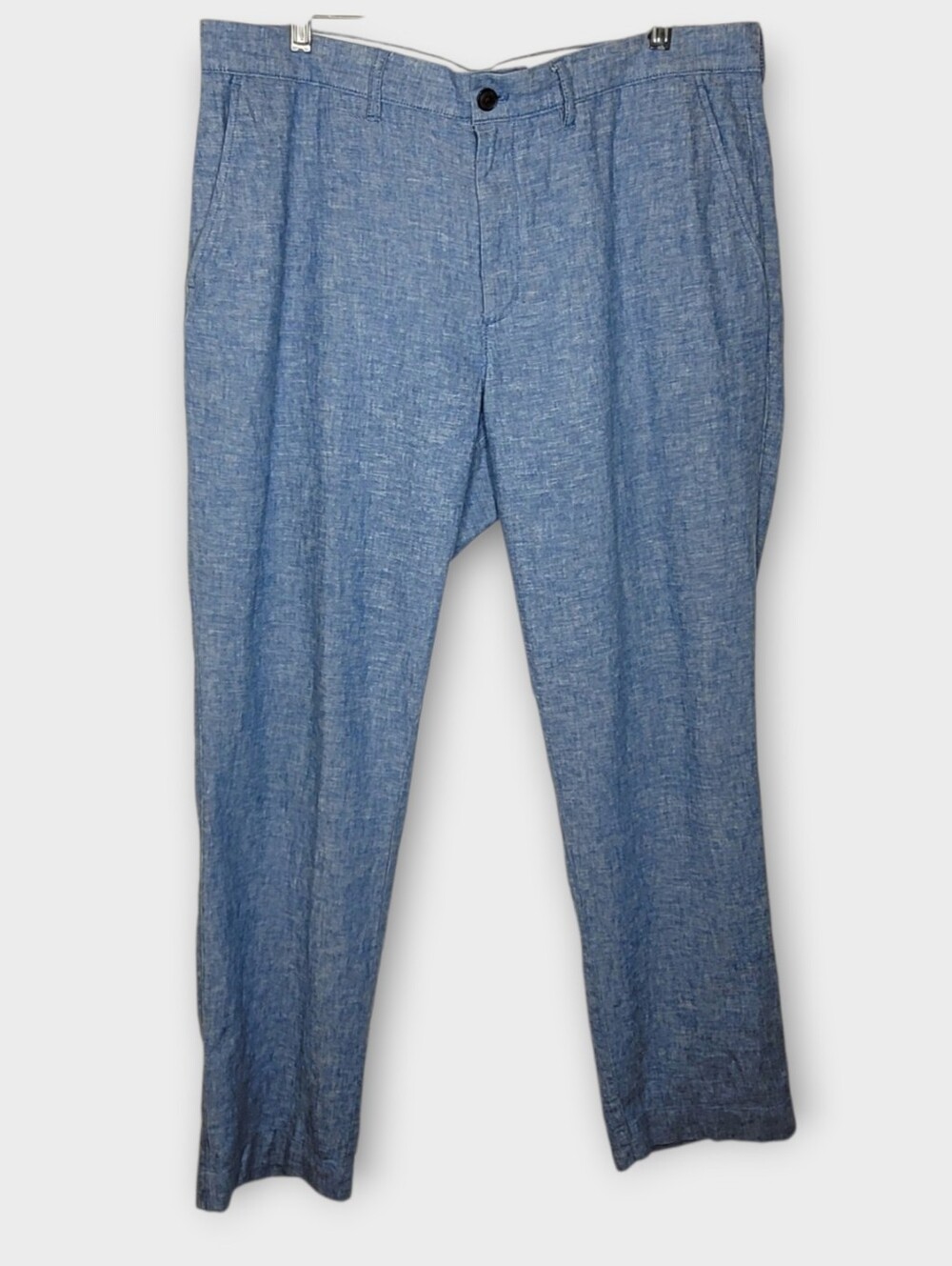 J Crew Factory Linen Blend Straight Fit Pants 36x32 Blue NEW